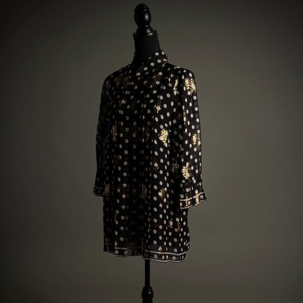 Anna Sui Vintage Gold Print Sheer Dress